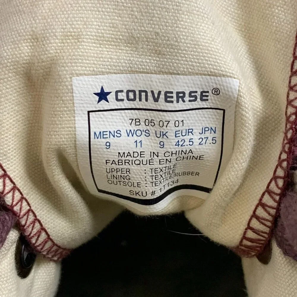 Converse Adults Unisex Embroidered Brocade High Top Lace Up Sneakers SZ 9M/11W - Picture 11 of 12